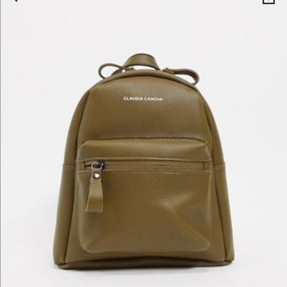 Claudia Canova Khaki Backpack With Logo Tape - Picture 1 of 14